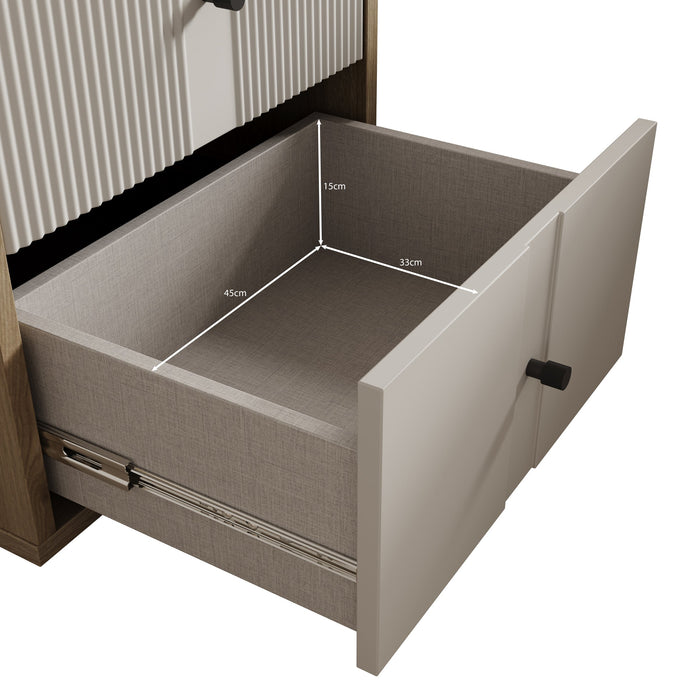 Meubella - Nachtkastje Riggs - Beige - 55 cm - 2 lades