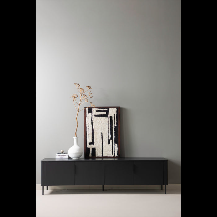 WOOOD Gunnar Tv Meubel - Grenenhout - Matzwart - 56x200x44