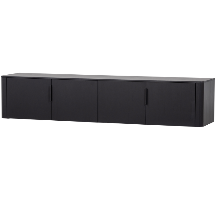 WOOOD Gunnar Tv Meubel - Grenenhout - Matzwart - 56x200x44