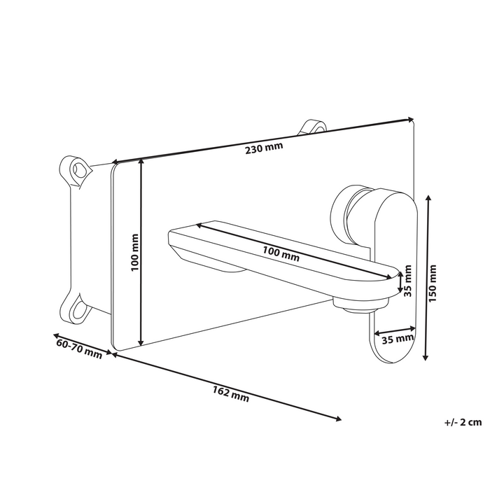 Beliani - CHUNGARA - Wandgemonteerde mengkraan - Zilver - Messing