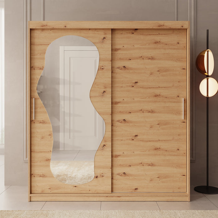 Meubella - Kledingkast Ulysses - Eiken - 180 cm - Met spiegel