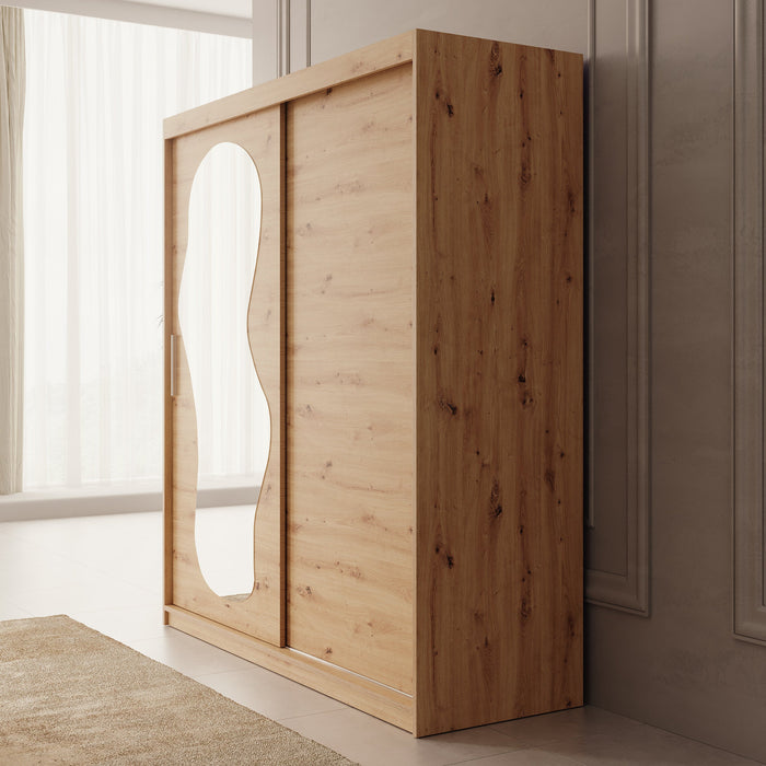 Meubella - Kledingkast Ulysses - Eiken - 180 cm - Met spiegel