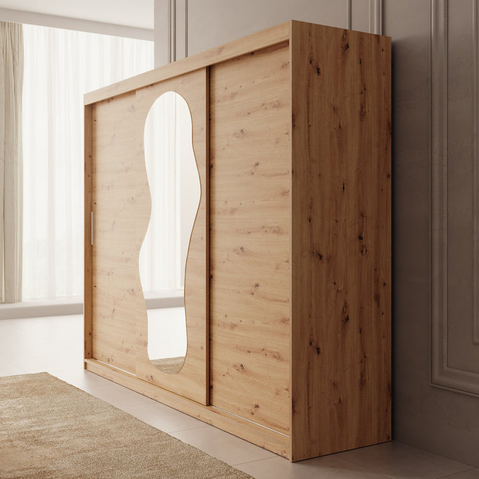 Meubella - Kledingkast Ulysses - Eiken - 250 cm - Met spiegel