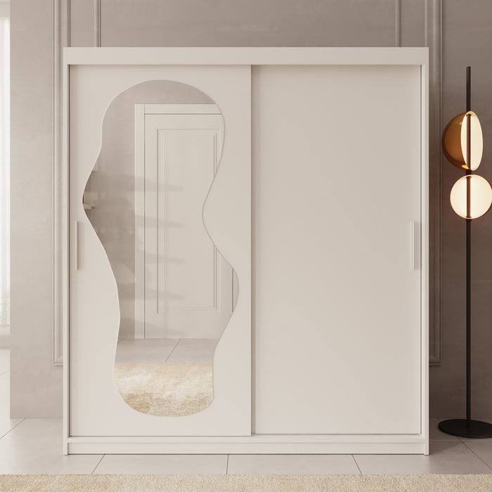 Meubella - Kledingkast Ulysses - Wit - 180 cm - Met spiegel