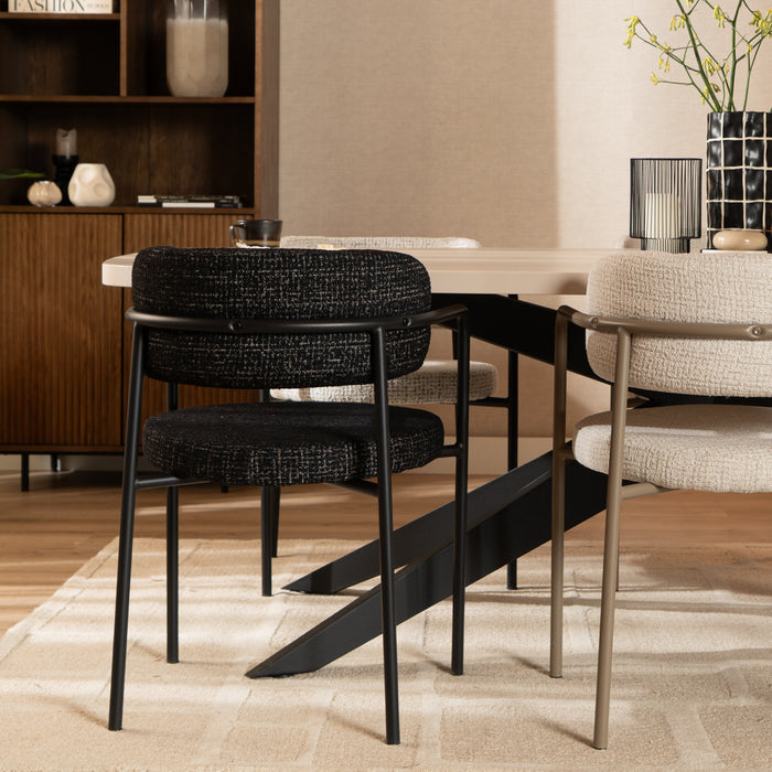 Bronx71 Eetkamerstoel Nicky gemêleerde stof zwart