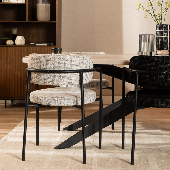 Bronx71 Eetkamerstoel Nicky gemêleerde stof off white|zwart