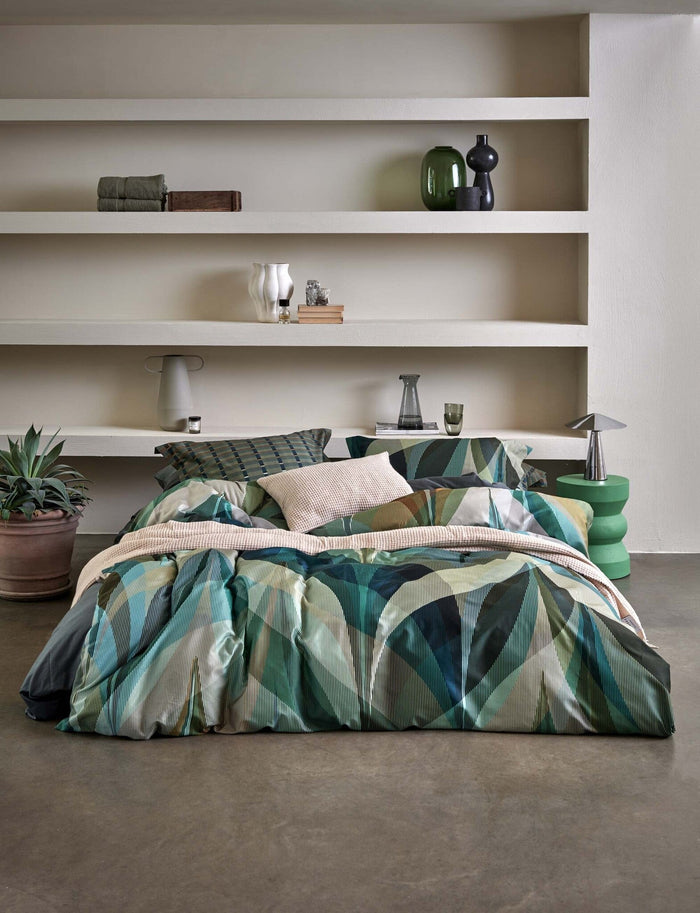 Urban Dekbedovertrek | 200 x 200|220 cm | Groen | Blauw | Satijnkatoen