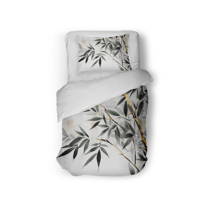 Eleganzzz Dekbedovertrek Micropercal Silent Leaves - white