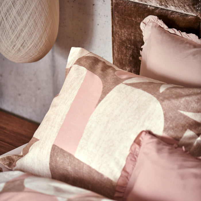 Echos Dekbedovertrek | 140 x 200|220 cm | Beige | Roze | Satijnkatoen