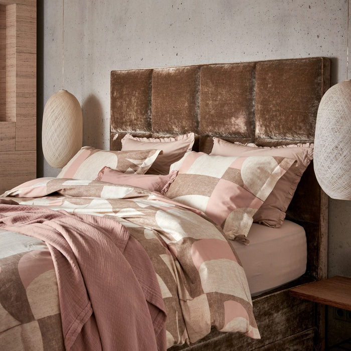 Echos Dekbedovertrek | 140 x 200|220 cm | Beige | Roze | Satijnkatoen