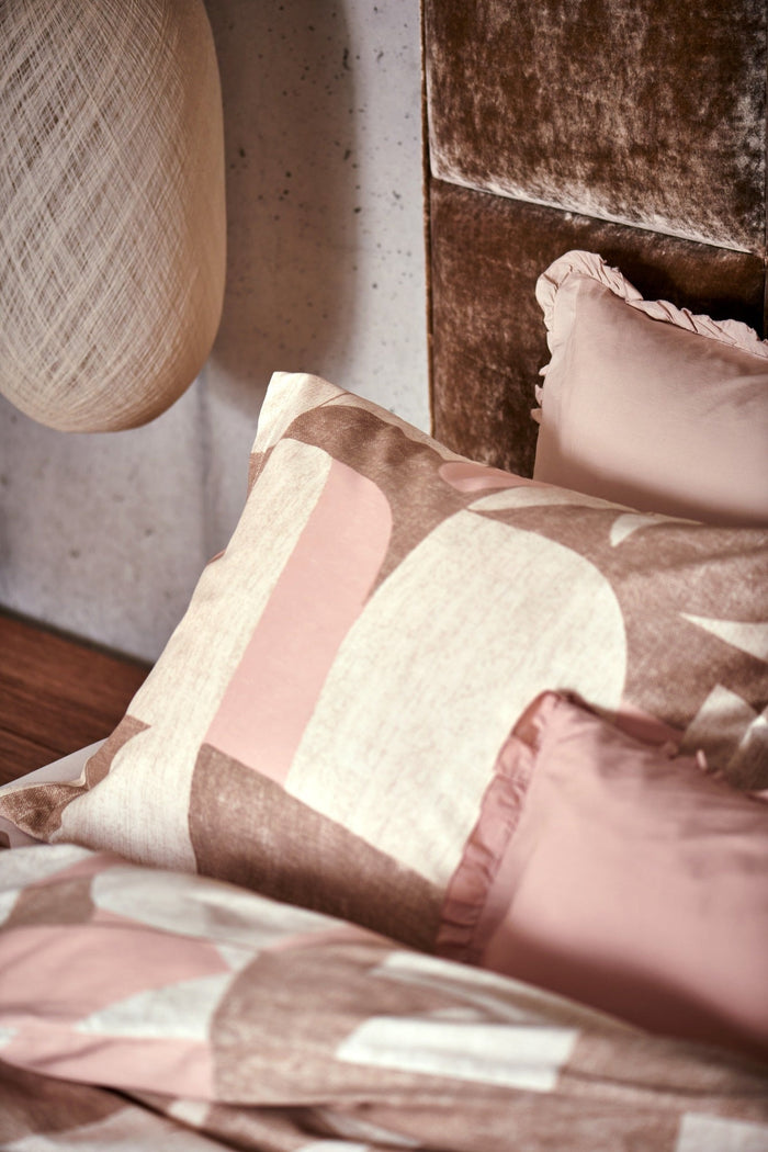 Echos Dekbedovertrek | 140 x 200|220 cm | Beige | Roze | Satijnkatoen