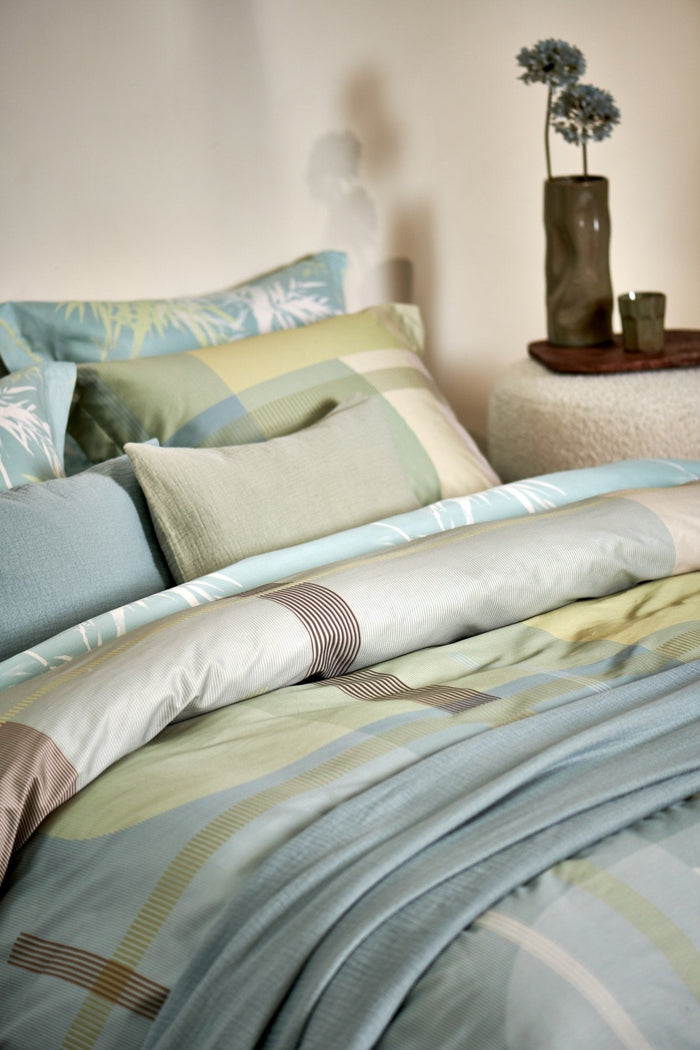 Palm Paradise Dekbedovertrek Thyme | 240 x 200|220 cm | Groen | Blauw