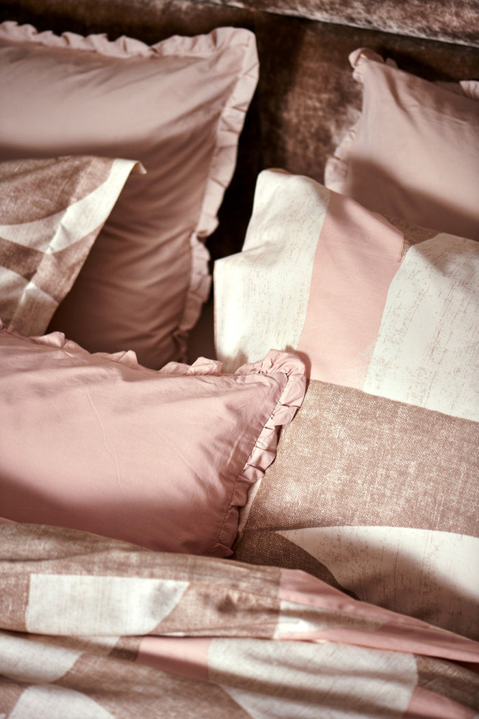 Echos Dekbedovertrek | 240 x 200|220 cm | Beige | Roze | Satijnkatoen