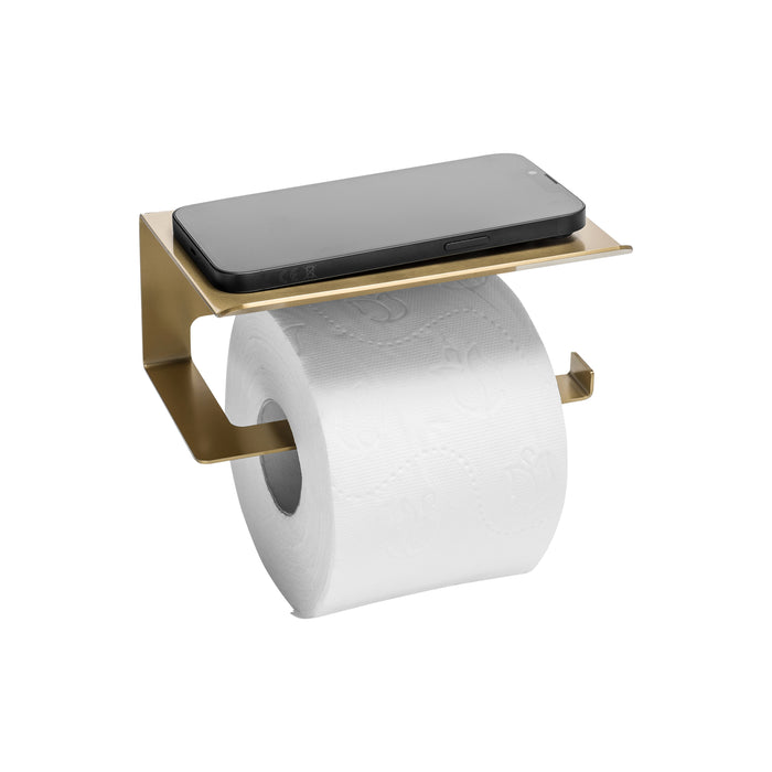 XIVADA WC Rolhouder Zeus - Met plankje - Inclusief schroefset - Goud