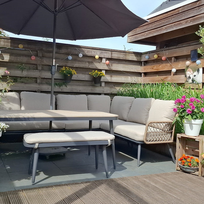 GI Allasio lounge-dining hoekset (6-delig) - Carbon black|Zand