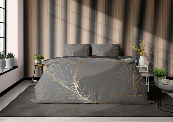 Eleganzzz Dekbedovertrek Micropercal Lush Gold - grey