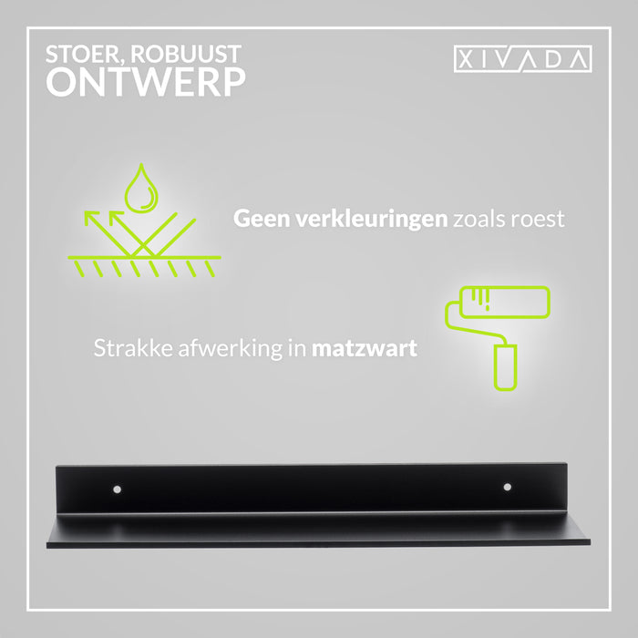 XIVADA Wandrek Rosa - Industrieel - Aluminium - Boren - Zwart - 60 cm