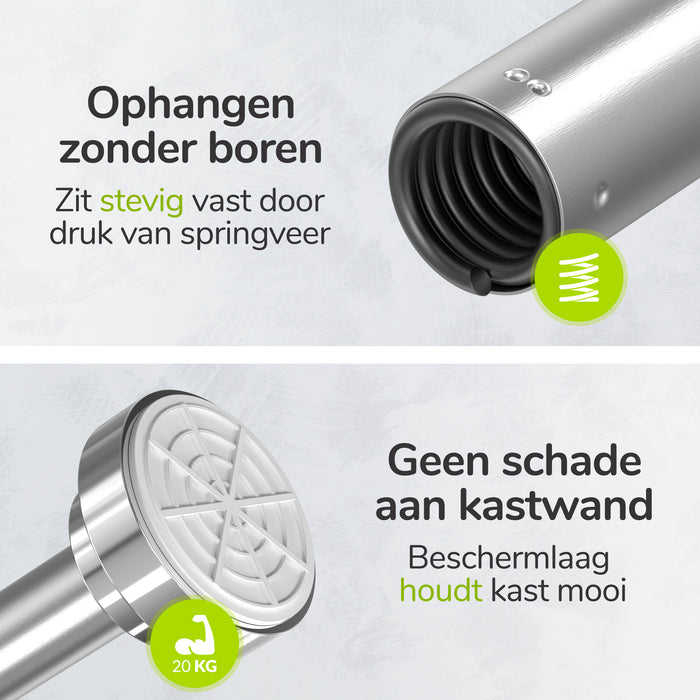 XIVADA Kledingstang Vigo - Zonder boren - Verstelbaar - Zilver