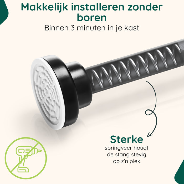 XIVADA Kledingstang Vigo - Zonder boren - Verstelbaar - Zwart