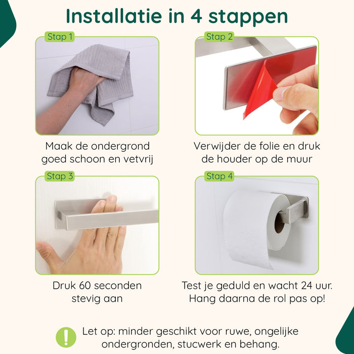 XIVADA WC rolhouder Luca - Zonder Boren - Rvs - Zelfklevend - Zilver