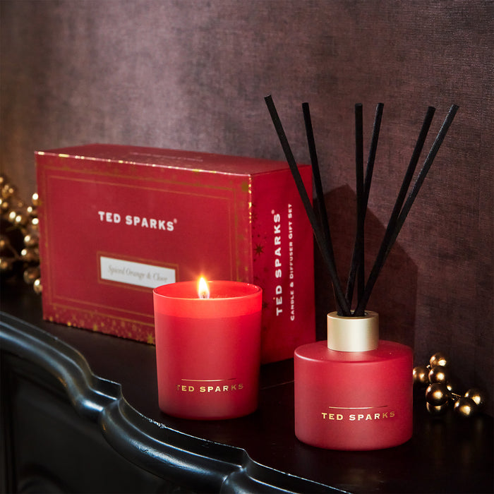 Ted Sparks - Geurkaars & Geurstokjes Diffuser - Gift Set - Spiced