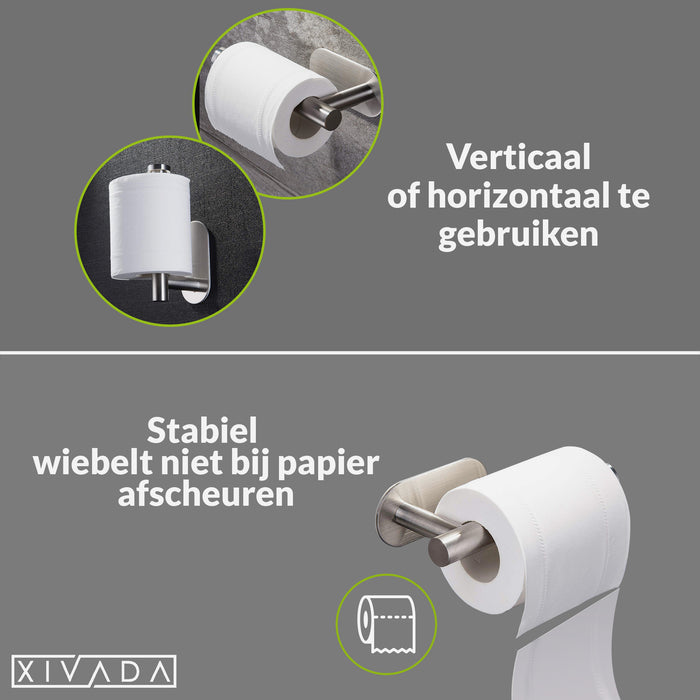 XIVADA Toiletrolhouder Nino - Rvs - Zelfklevend - Zilver