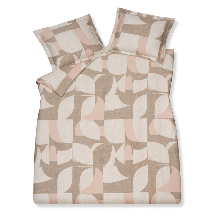 Echos Dekbedovertrek | 200 x 200|220 cm | Beige | Roze | Satijnkatoen