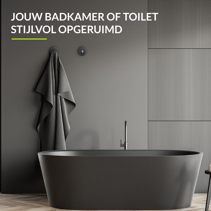 XIVADA Handdoekhaakjes Xavi - Zelfklevend - Rvs - Zwart - Set van 2