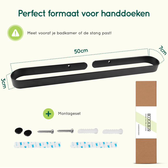XIVADA Handdoekrek Chio - Inclusief schroeven - Plakstrip - Rvs - 50 CM