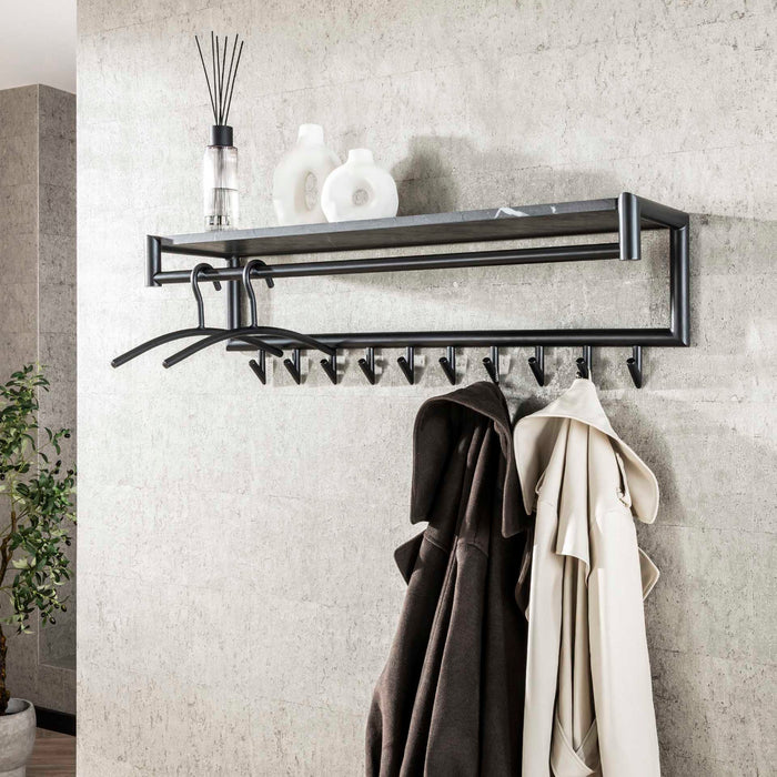 Fraaai Weiss kapstok 10 haaks roede-hoedenplank - zwart|bruin