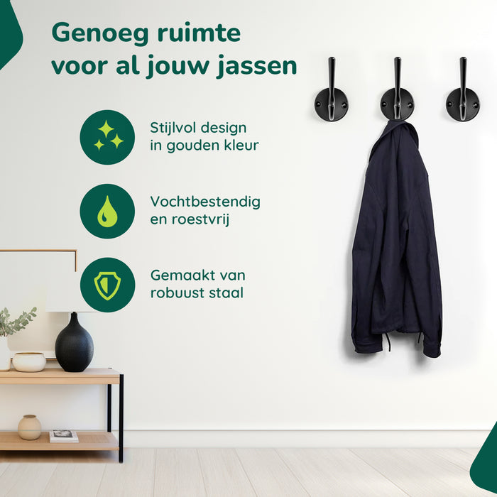 XIVADA Kapstokhaak Zena - Inclusief schroefset - Zwart - Set van 3