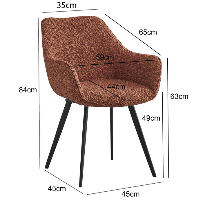 Livingfurn - Luca eetkamerstoel - boucle - bruin