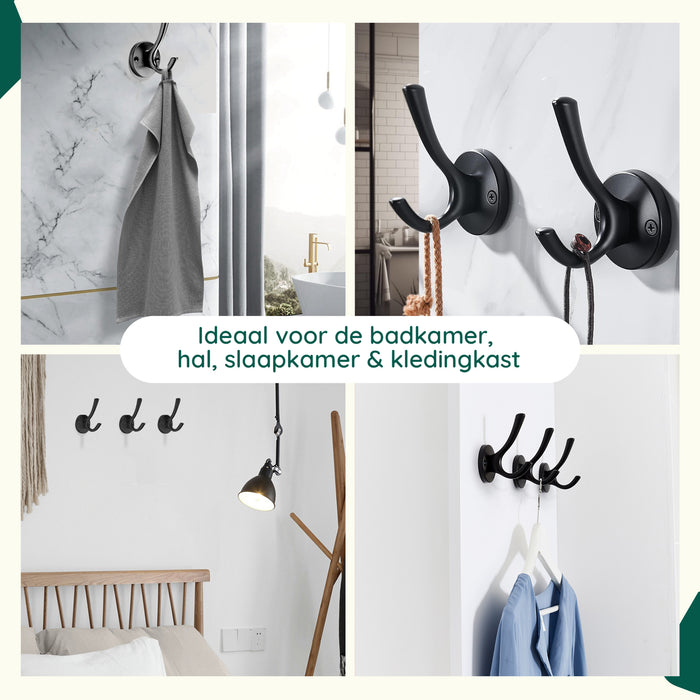 XIVADA Kapstokhaak Zena - Inclusief schroefset - Zwart - Set van 3