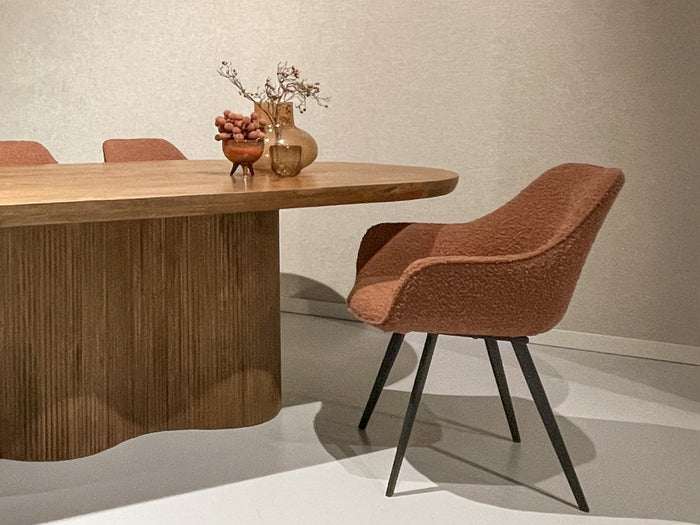 Livingfurn - Luca eetkamerstoel - boucle - bruin