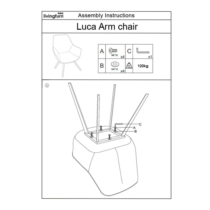 Livingfurn - Luca eetkamerstoel - boucle - bruin