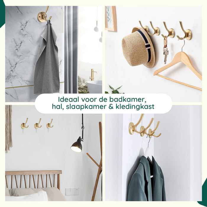 XIVADA Kapstokhaak Zena - Inclusief schroefset - Goud - Set van 3