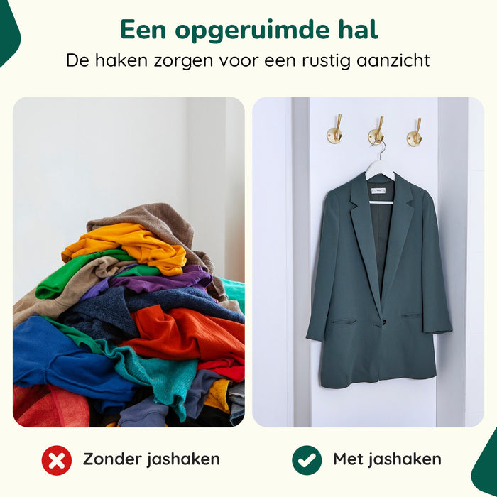 XIVADA Kapstokhaak Zena - Inclusief schroefset - Goud - Set van 3