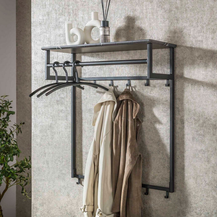 Fraaai Leonie kapstok roede 12 haaks - zwart bruin