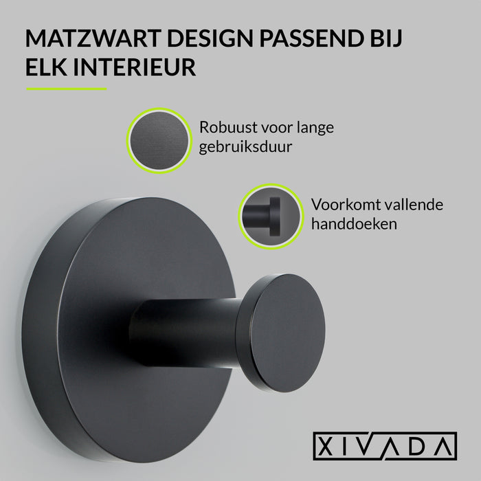 XIVADA Handdoekhaakjes Giro - Inclusief montageset - Zwart - 2 stuks