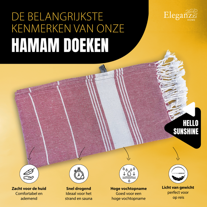 Eleganzzz Hamamdoek 90x180cm - red