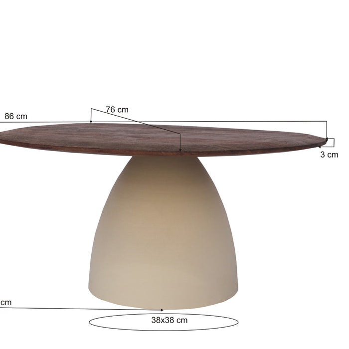 Livingfurn - Salontafel Ivoor Mangohout - 86x76x37cm - Marron