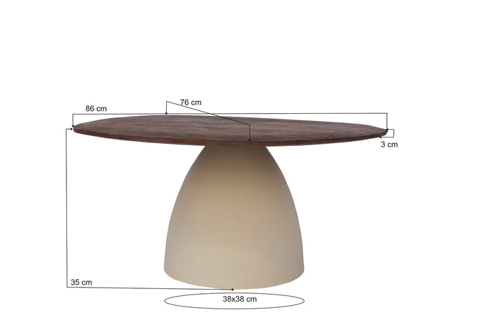 Livingfurn - Salontafel Ivoor Mangohout - 86x76x37cm - Marron