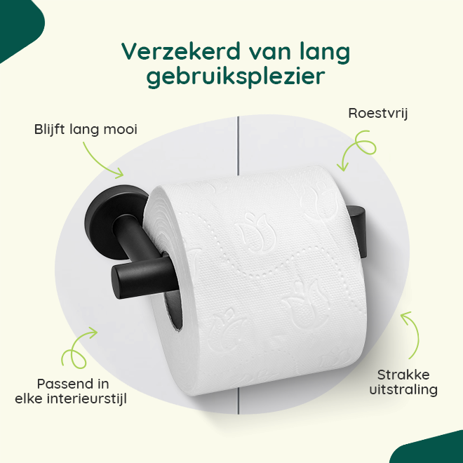 XIVADA Toiletrolhouder Mano - Inclusief schroefset - Rvs - Zwart