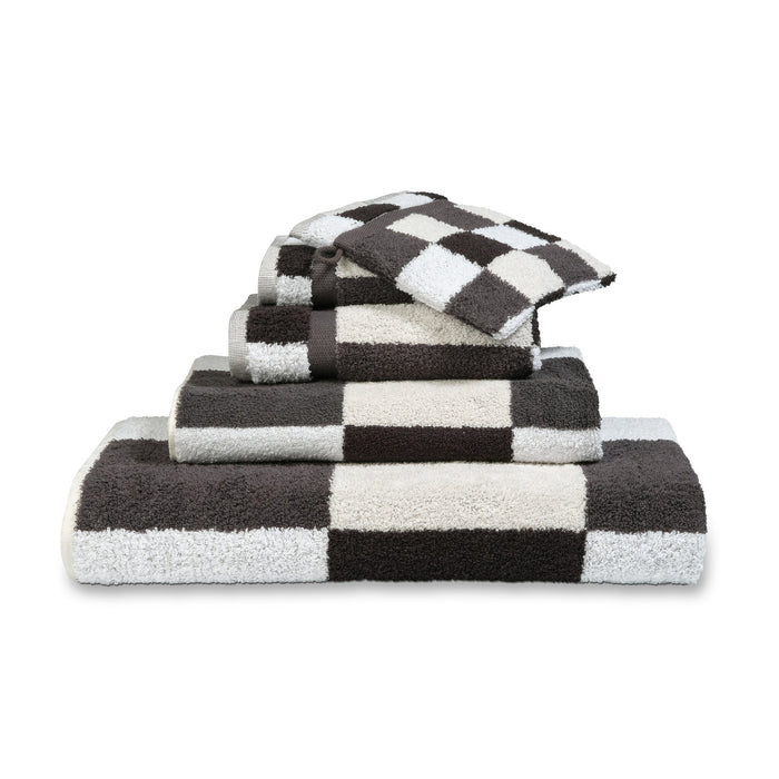 Restant: Badlaken Boston Off Black | Zwart | Grijs | Wit | Katoen