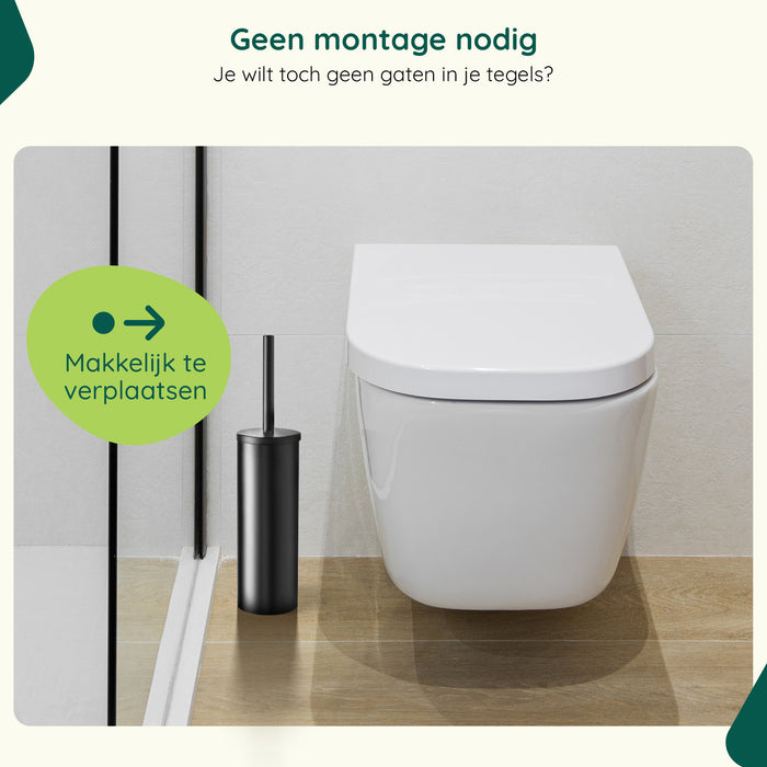 XIVADA Toiletborstelhouder Jara - Vrijstaand - Rvs - Zwart