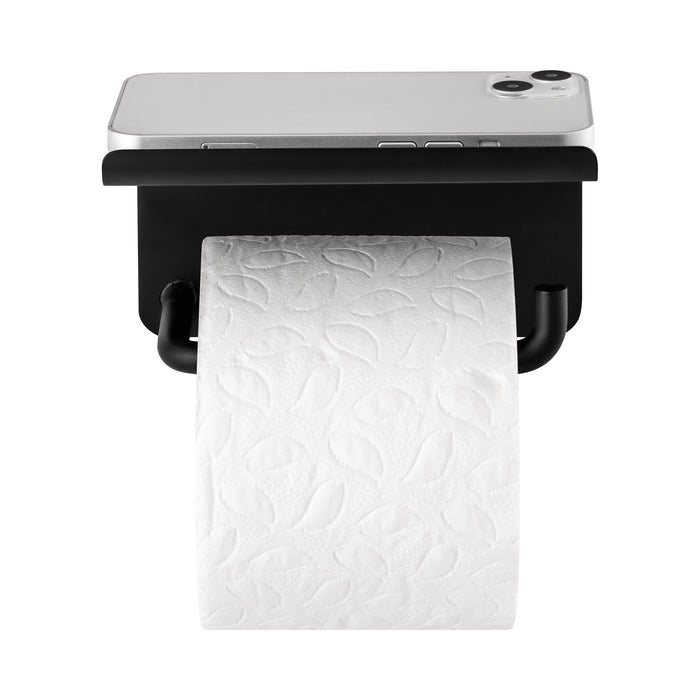Modo Toiletrolhouder Met Plateau Black | Zwart | Staal