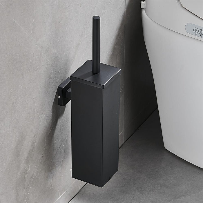 XIVADA Toiletborsterhouder Cira - Vierkant - Boren - Rvs - Zwart