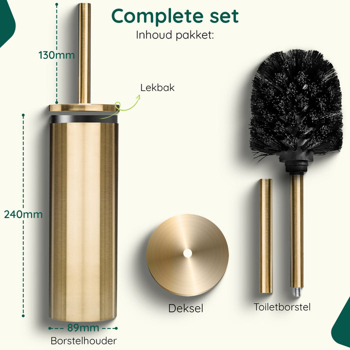 XIVADA Toiletborstelhouder Jara - Vrijstaand - Rvs - Goud