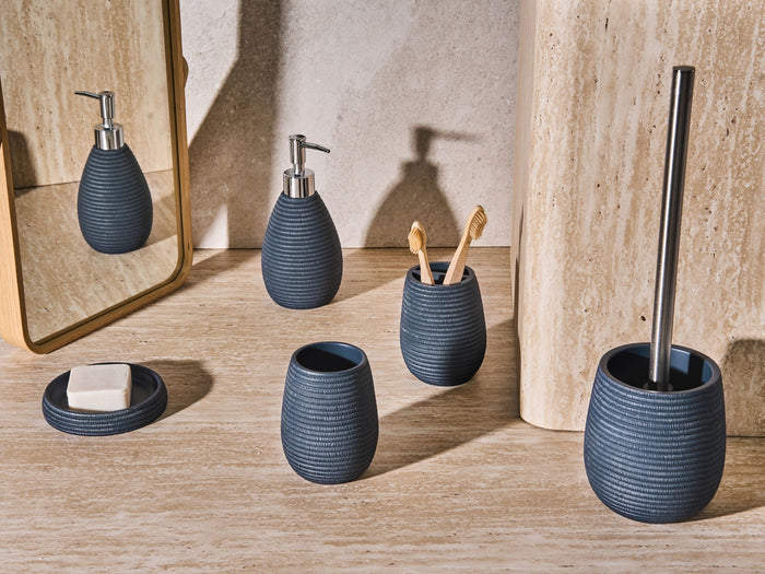 Beliani - QUILCA - Badkameraccessoireset - Donkerblauw - Polyresin