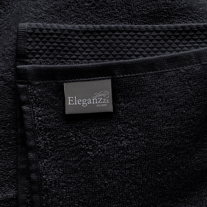 Eleganzzz Handdoek 100% Katoen 50x100cm - black - Set van 12